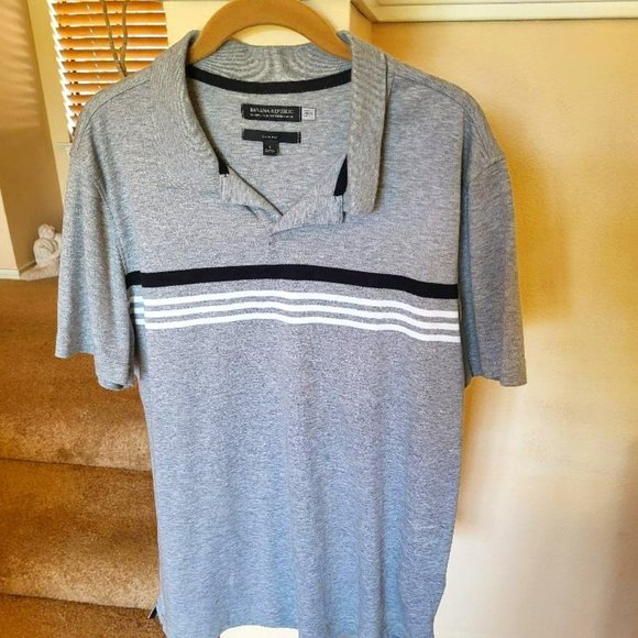 Banana Republic Gray Slim Fit Knit Short Sleeve Shirt - Size Large - Picture 1 of 4